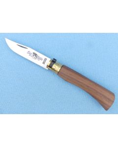 Antonini Old Bear Carbon Folding Knife - Walnut Handle & Leather Sheath