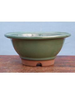 Japanese High Quality Glazed Round Bonsai Pot - 7.5"