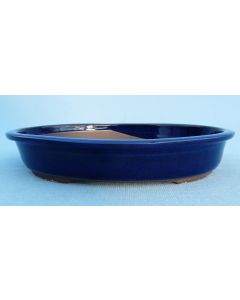 Japanese Made Quality Blue Glazed Oval Bonsai Pot
