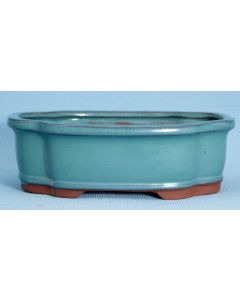 Bonsai Basics Blue Glazed Oval Bonsai Pot - 8"