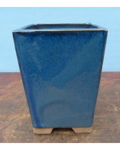 Blue Glazed Cascade Style Bonsai Pot - 7"