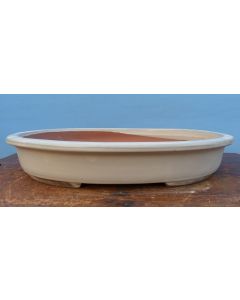 Cream Glazed Oval Bonsai Pot - 16"
