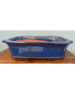 Blue Glazed Deep Rectangle Bonsai Pot 17"