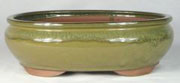 Olive Glazed Oval Bonsai Pot - 12"